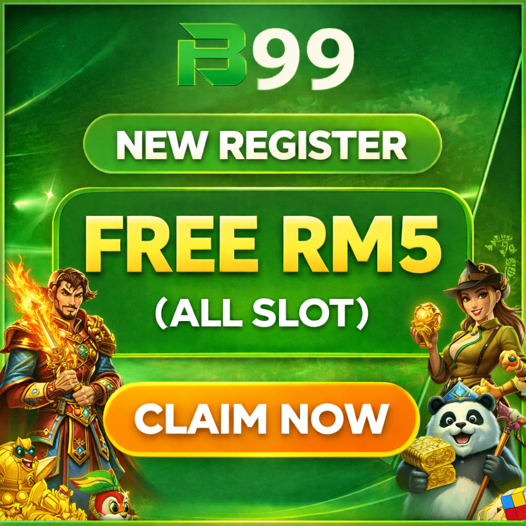 BONUS99 New Register Free RM5 promotion for all slot games with claim now button Malaysia 2026