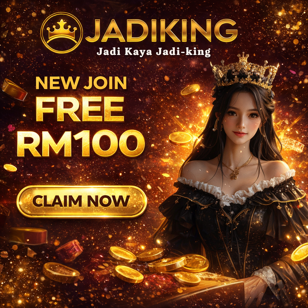 JADIKING New Join Free RM100 Malaysia 2026 promotion banner with logo, claim now button and female model