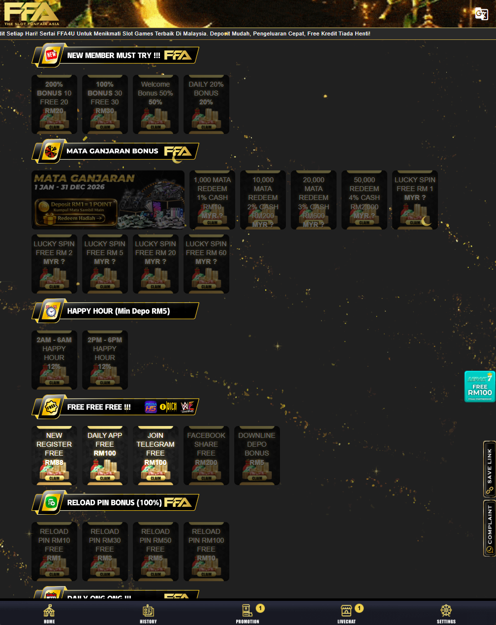 FFA4U promotion page screenshot Malaysia 2026