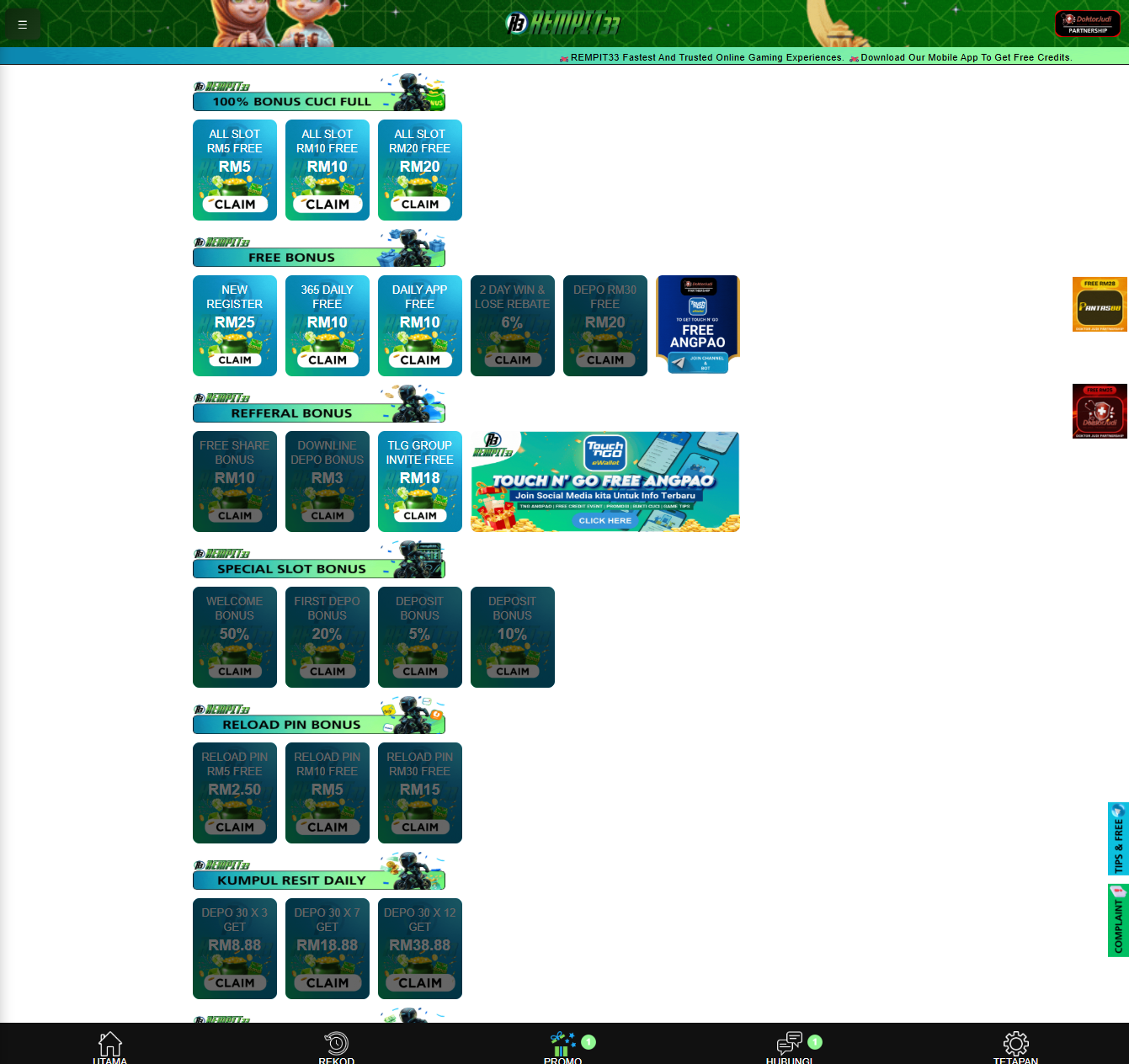 Rempit33 promotion page screenshot Malaysia 2026