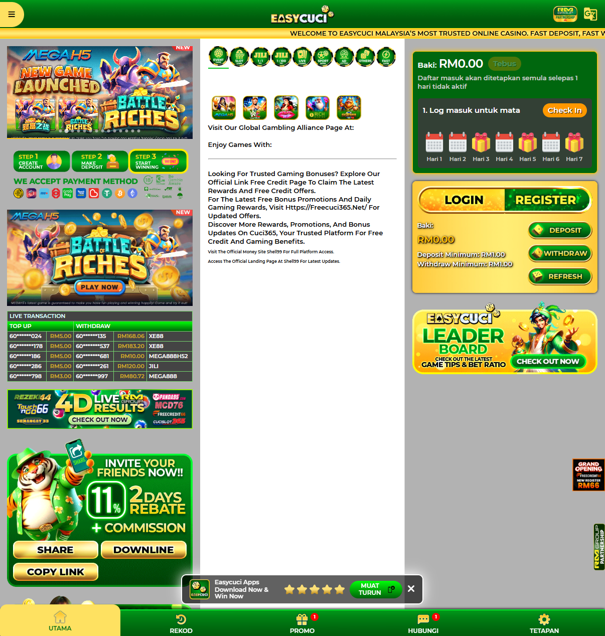 EasyCuci homepage screenshot Malaysia 2026