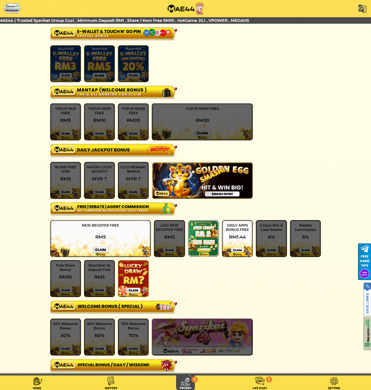MAE44 promotion page screenshot Malaysia 2026