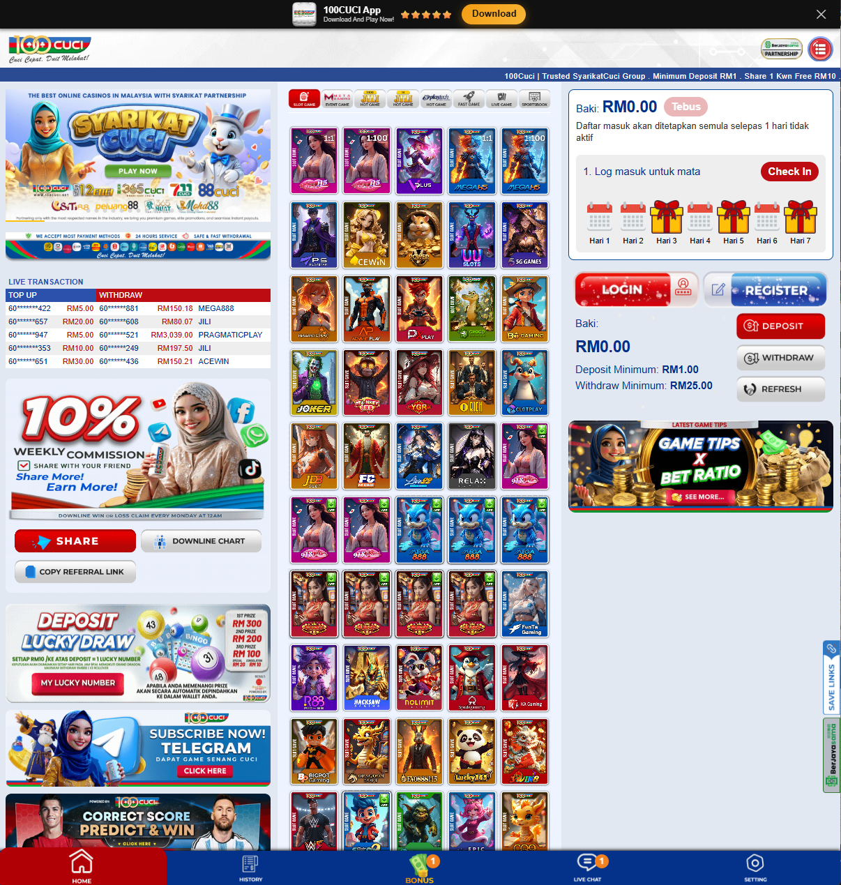 100Cuci homepage screenshot Malaysia 2026