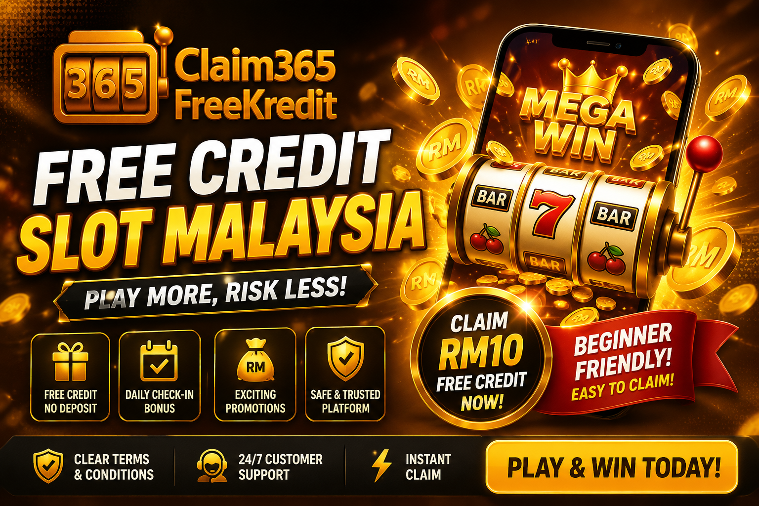 Free Credit Slot Malaysia beginner guide 2026 explaining RM10 free credit no deposit turnover rules withdrawal limits and common mistakes